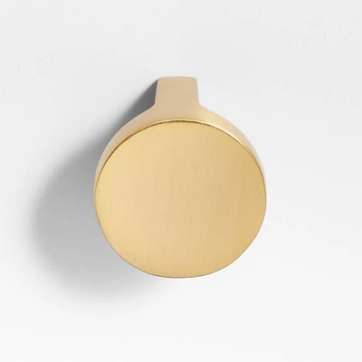 Flat Round Brushed Brass Cabinet Knob