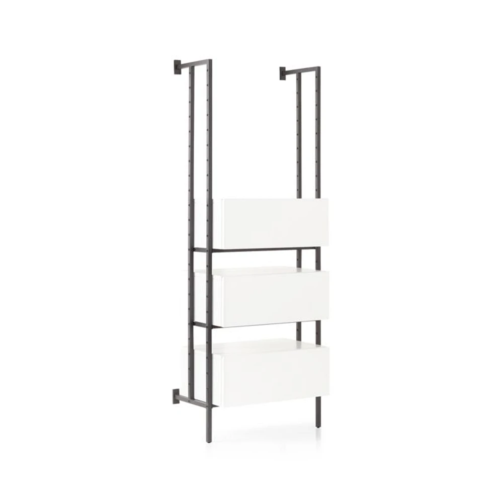 Flex White 3-Drawer Bookcase