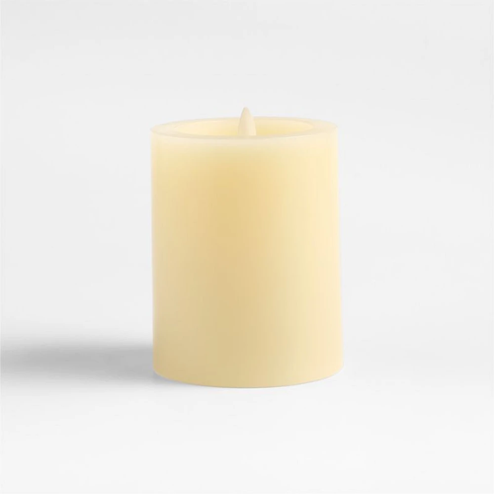 Ivory Flicker Flameless 4"x5" Wax Pillar Candle