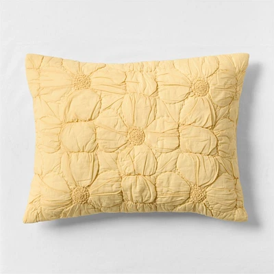 Flora Straw Yellow Textured Organic Cotton Voile Kids Pillow Sham