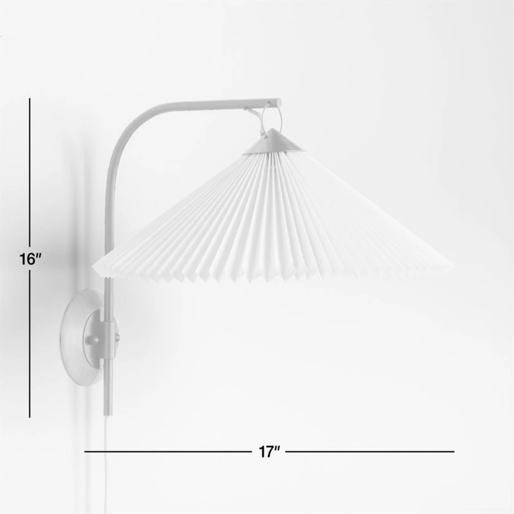 Flores Plug-In Wall Sconce Light with Pleated Shade Set of 2