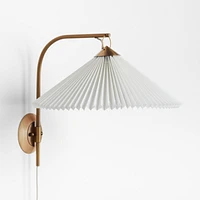 Flores Plug-In Wall Sconce Light with Pleated Shade Set of 2
