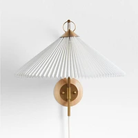 Flores Plug-In Wall Sconce Light with Pleated Shade Set of 2