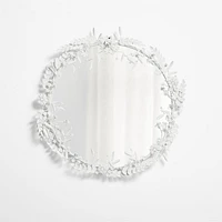 Flower Crown White Metal 30" Round Wall Mirror