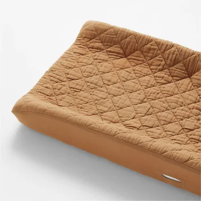 Supersoft Brulee Brown Organic Cotton Gauze Baby Changing Pad Cover