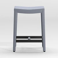 Folio Slate Blue Top-Grain Leather Backless Counter Stool