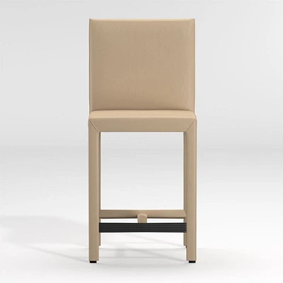 Folio Beige Top-Grain Leather Counter Stool