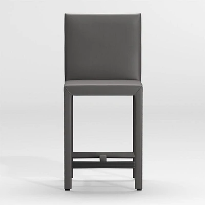Folio Dark Grey Top-Grain Leather Counter Stool