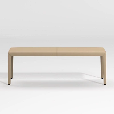 Folio Beige Top-Grain Leather 52" Bench