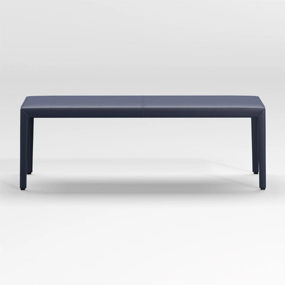 Folio Deep Blue Top-Grain Leather 52" Bench