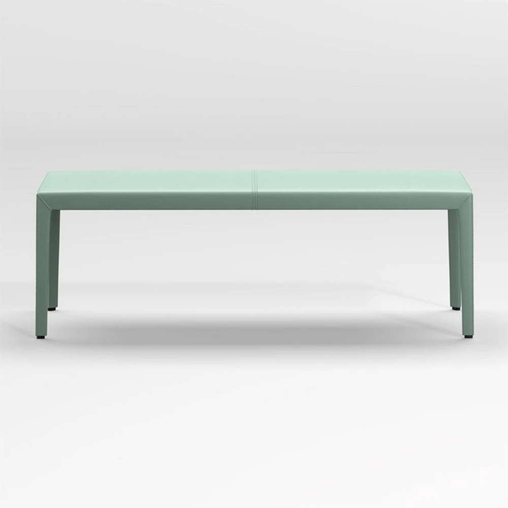 Folio Green Top-Grain Leather 52" Bench