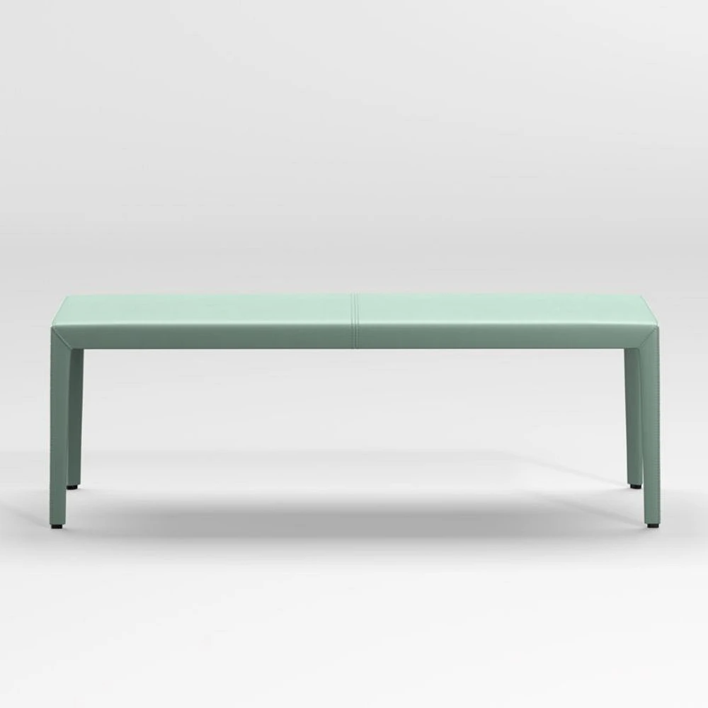 Folio Green Top-Grain Leather 52" Bench