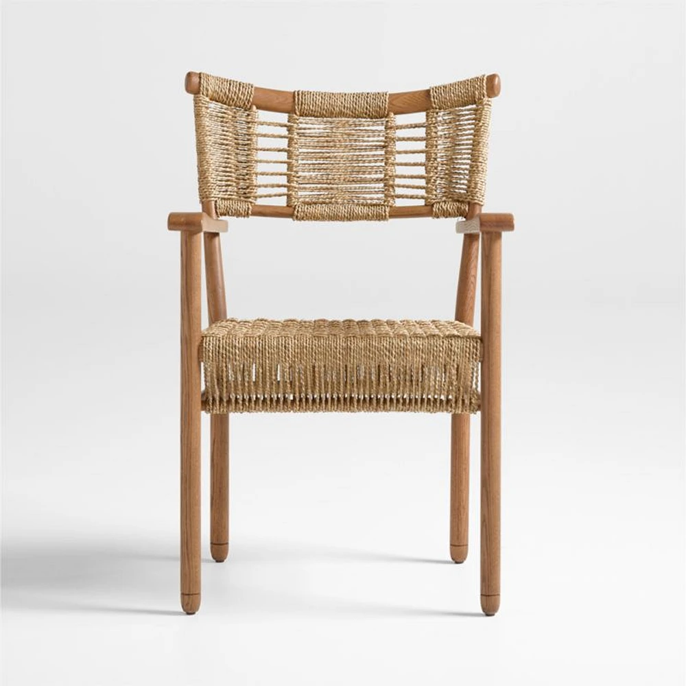Forge Barley Brown Oak Wood Dining Arm Chair by Jake Arnold