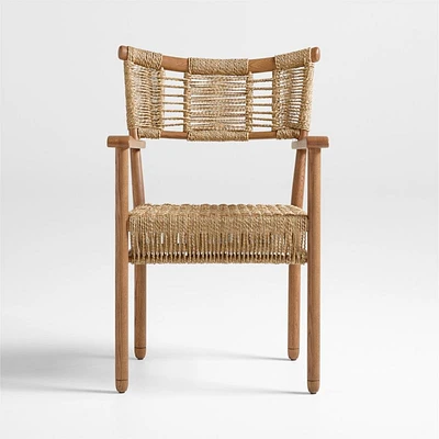 Forge Barley Brown Oak Wood Dining Arm Chair by Jake Arnold