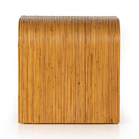 Frannie Natural Rattan and Wood End Table with Shelf