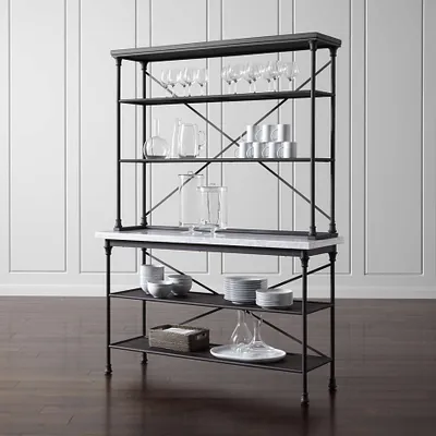 French Kitchen Bakers Rack with Hutch
