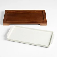 Calistoga Ceramic Sheet Pan Serving Dish with Wooden Footed Trivet by Gaby Dalkin