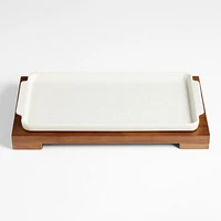 Calistoga Ceramic Sheet Pan Serving Dish with Wooden Footed Trivet by Gaby Dalkin