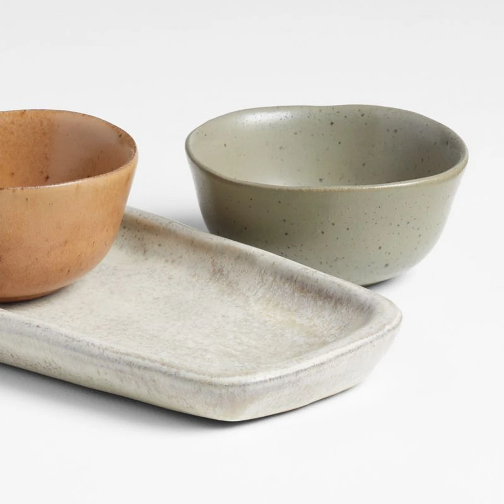 Carmel 3-Part Ceramic Dip Bowl & Tray by Gaby Dalkin