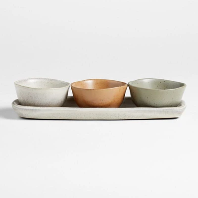 Carmel 3-Part Ceramic Dip Bowl & Tray by Gaby Dalkin