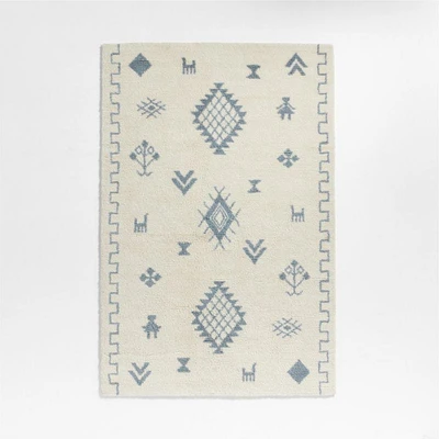 Gabey Figures Wool Blue Kids Area Rug 5'x8'