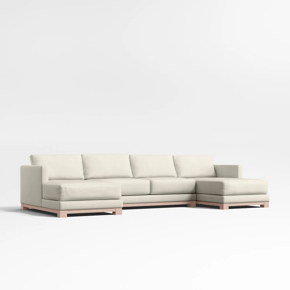 Gather Wood Base 3-Piece U-Shaped Sectional Sofa
