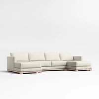 Gather Wood Base 3-Piece U-Shaped Sectional Sofa