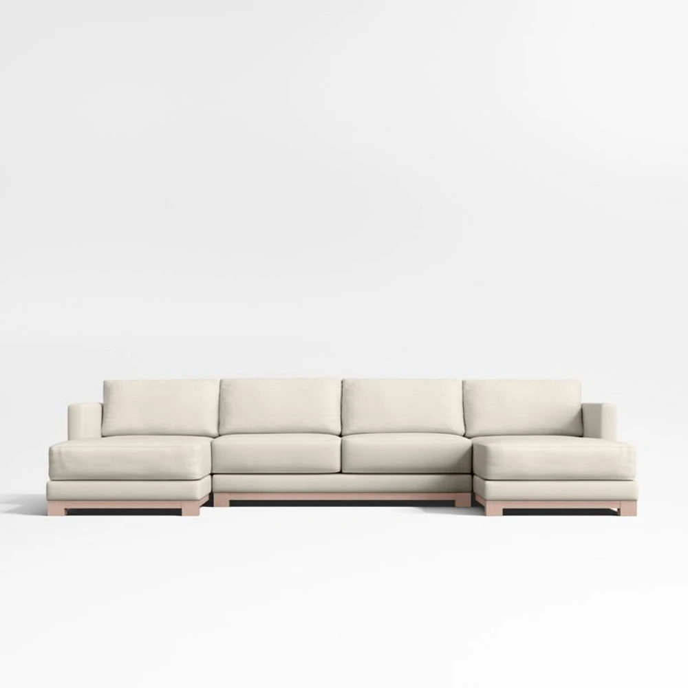 Gather Wood Base 3-Piece U-Shaped Sectional Sofa