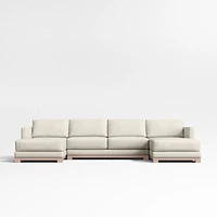 Gather Wood Base 3-Piece U-Shaped Sectional Sofa