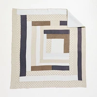 Gee's Bend Around The Bend Organic Cotton Taupe/Midnight Navy Full/Queen Quilt