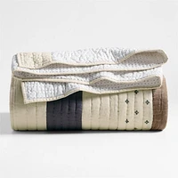 Gee's Bend Around The Bend Organic Cotton Taupe/Midnight Navy Full/Queen Quilt