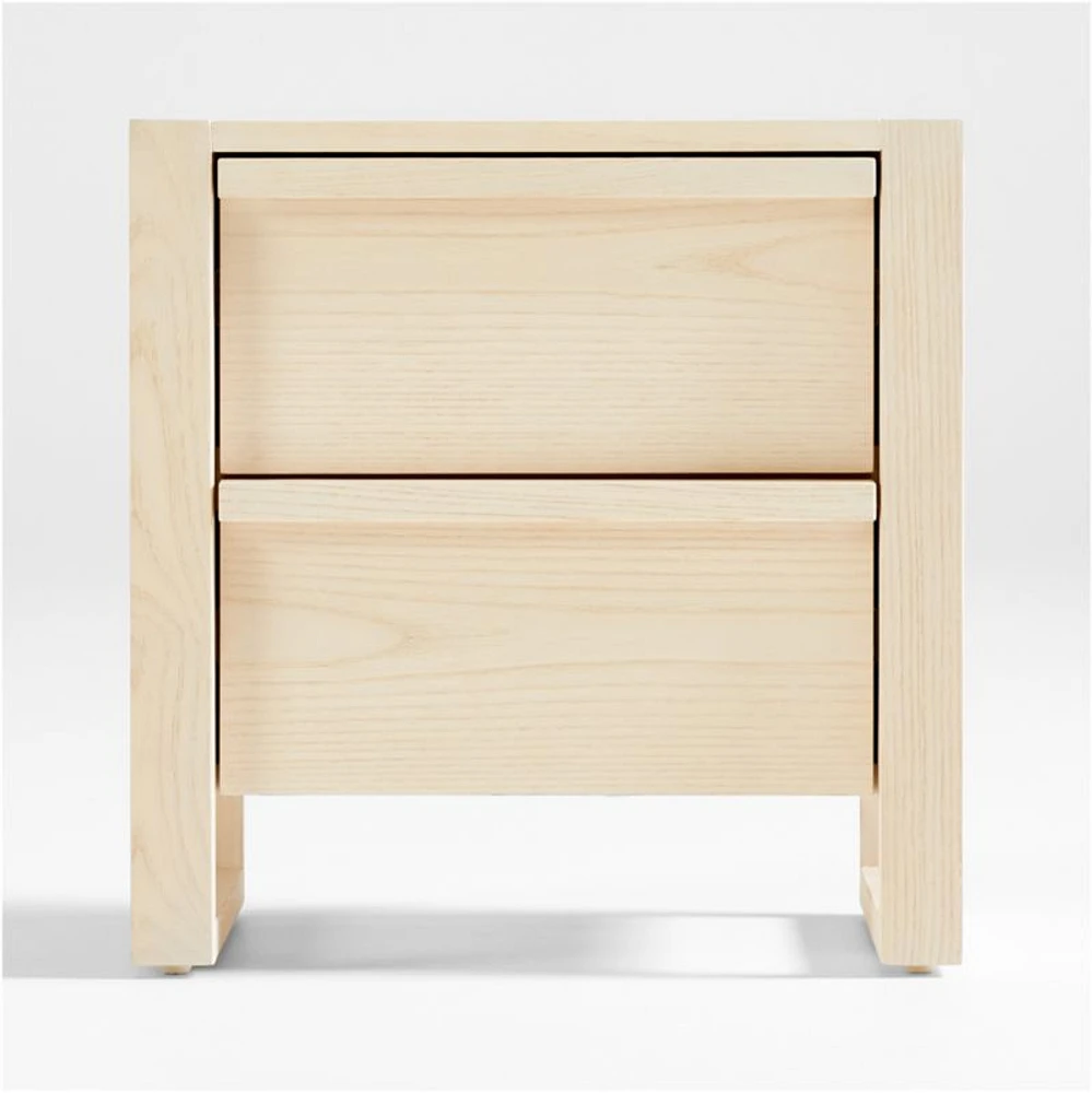 Gemini Light Ash Wood 2-Drawer Kids Nightstand