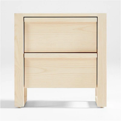 Gemini Light Ash Wood 2-Drawer Kids Nightstand