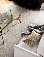 Elke Rectangular Glass Coffee Table with Brass Base