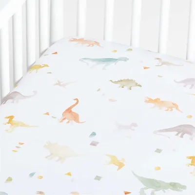 Geo-Dino Organic Cotton Dinosaur Baby Crib Fitted Sheet