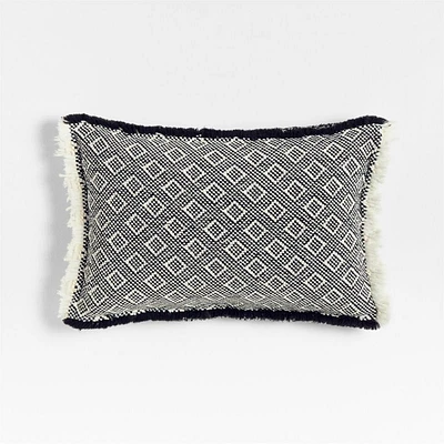 Geo Fringe Organic Cotton 22x15 Ink Black Throw Pillow Cover