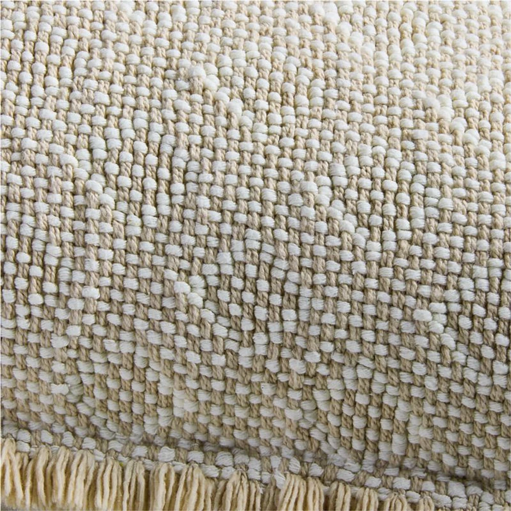 Geo Fringe Organic Cotton 22x15 Flax Taupe Throw Pillow Cover