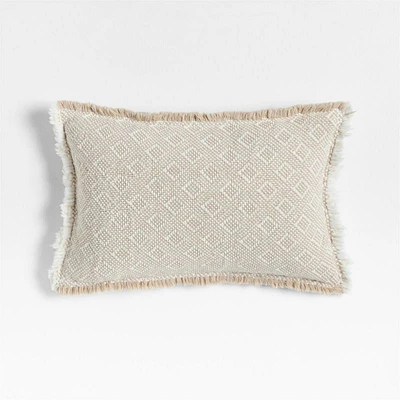 Geo Fringe Organic Cotton 22x15 Flax Taupe Throw Pillow Cover