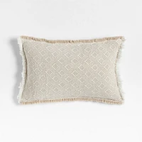 Geo Fringe Organic Cotton 22x15 Flax Taupe Throw Pillow Cover