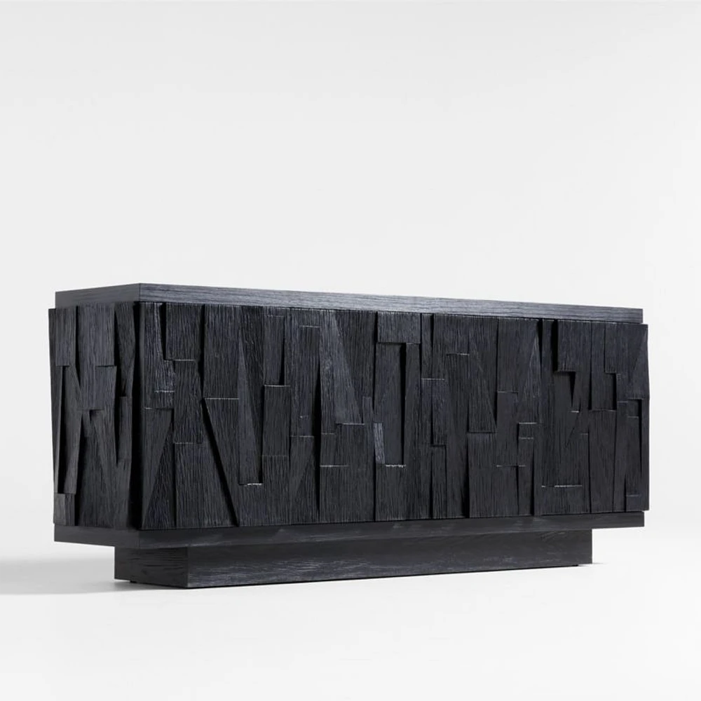 Gerhard 77.5" Black Wood and Resin Storage Media Console