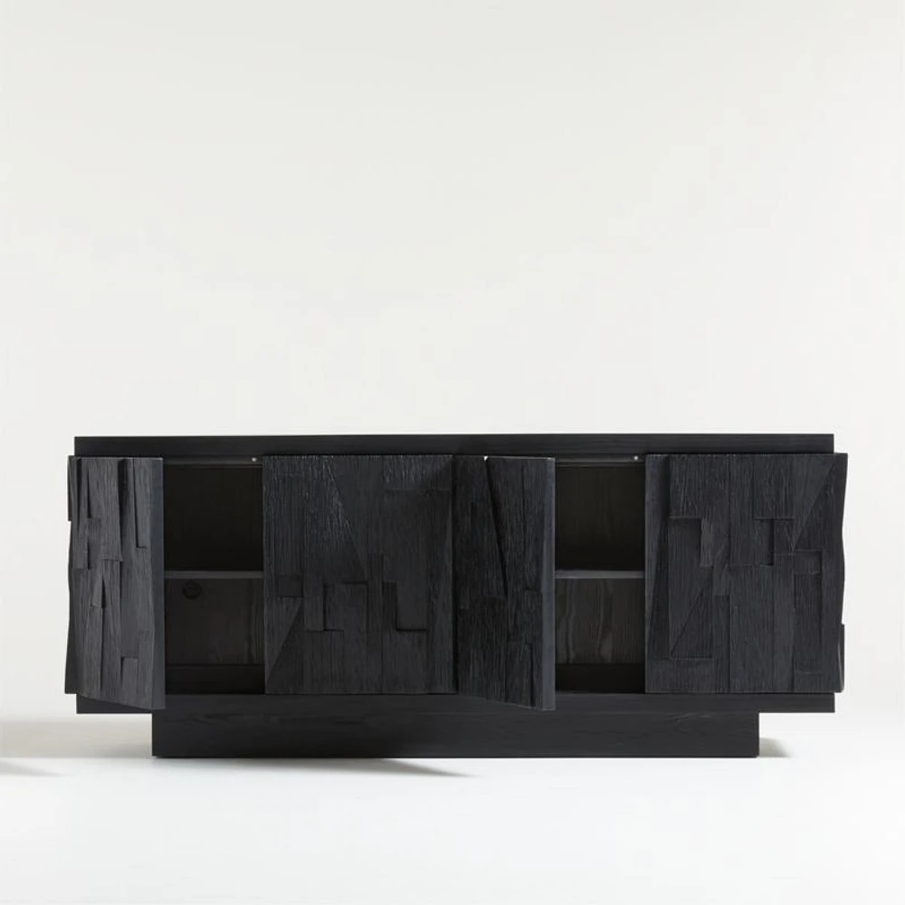 Gerhard 77.5" Black Wood and Resin Storage Media Console