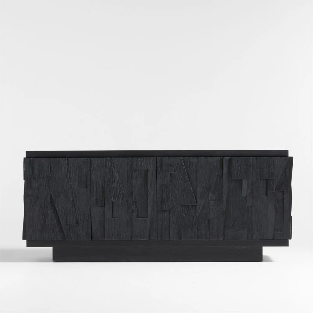 Gerhard 77.5" Black Wood and Resin Storage Media Console