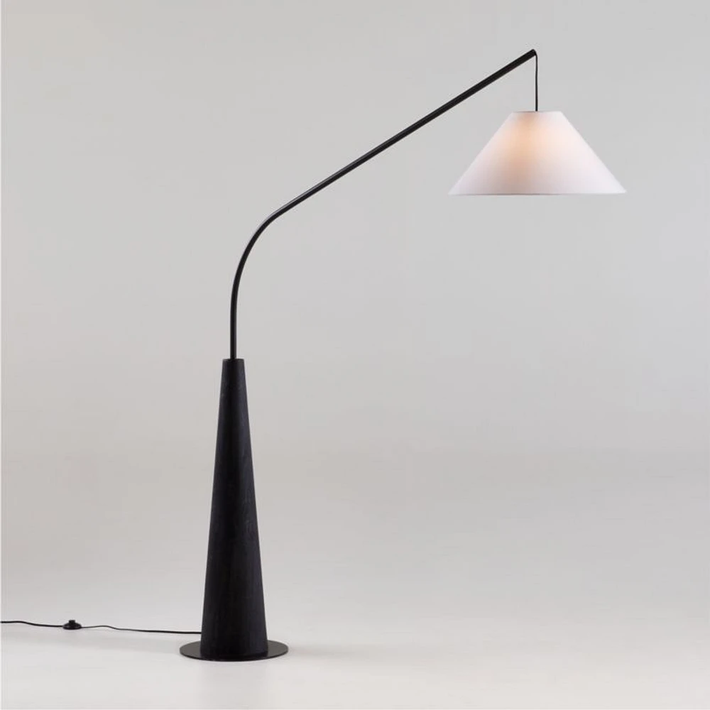 Gibson Black Hanging Arc Floor Lamp with Shade 81