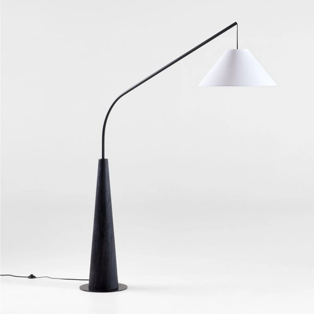 Gibson Black Hanging Arc Floor Lamp with Shade 81