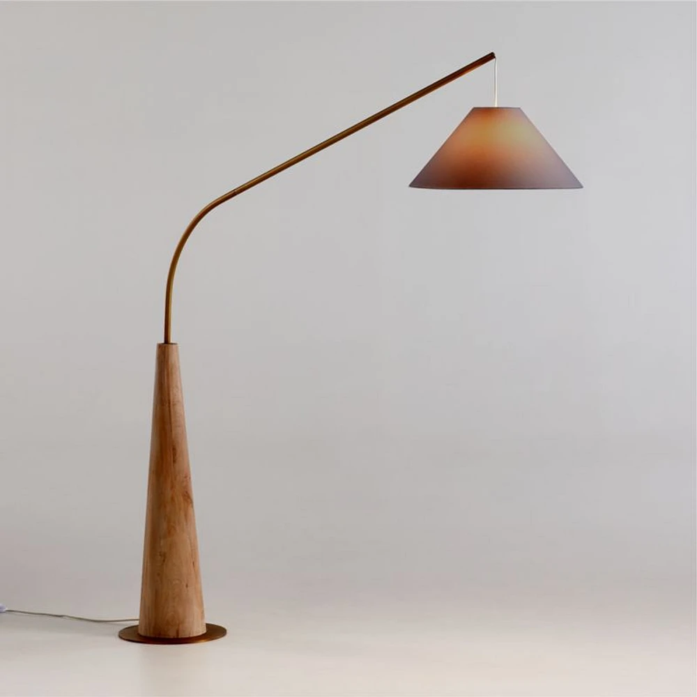Gibson Natural Floor Lamp with Black Shade 81"