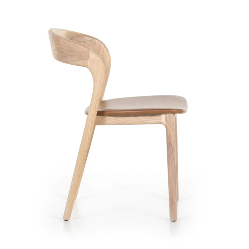 Gillie Natural Wood and Leather Dining Chair