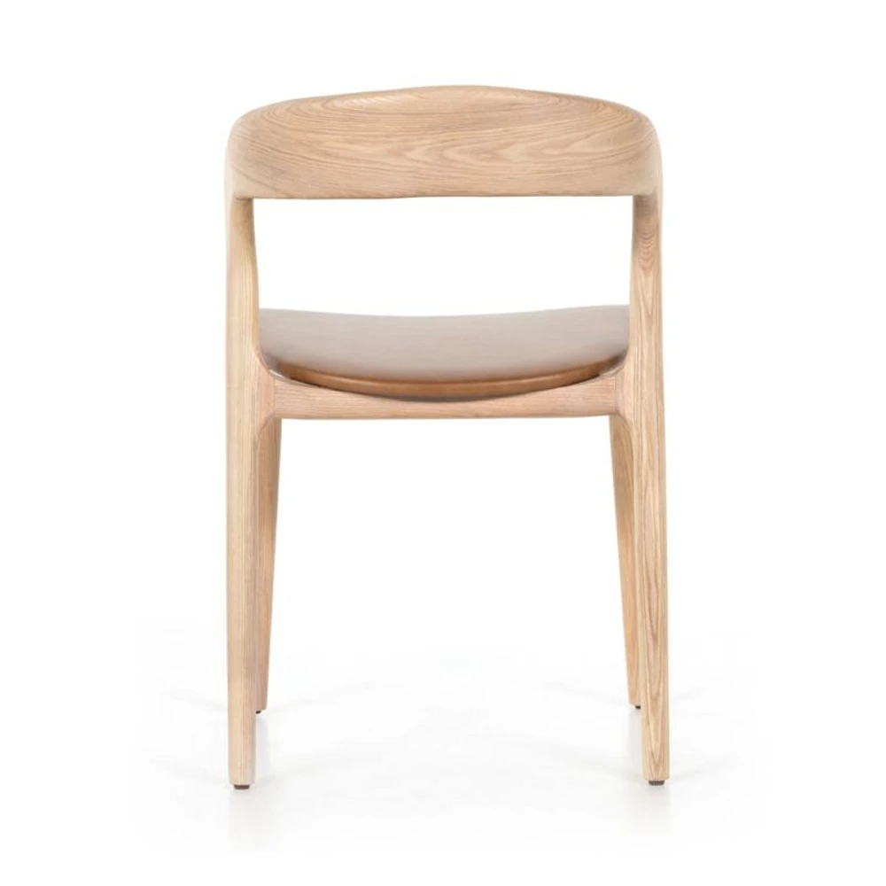 Gillie Natural Wood and Leather Dining Chair