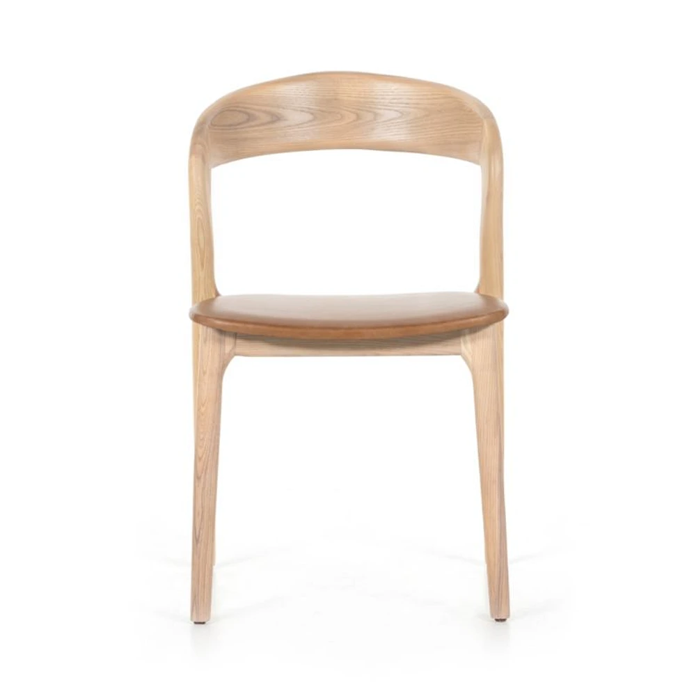 Gillie Natural Wood and Leather Dining Chair