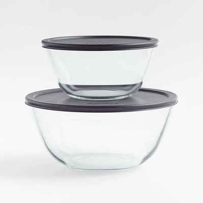 Kitchen Glass Bowls with Lids, Set of 2