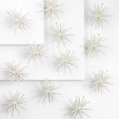 3D Silver Glitter Star Christmas Tree Ornaments, Set of 12